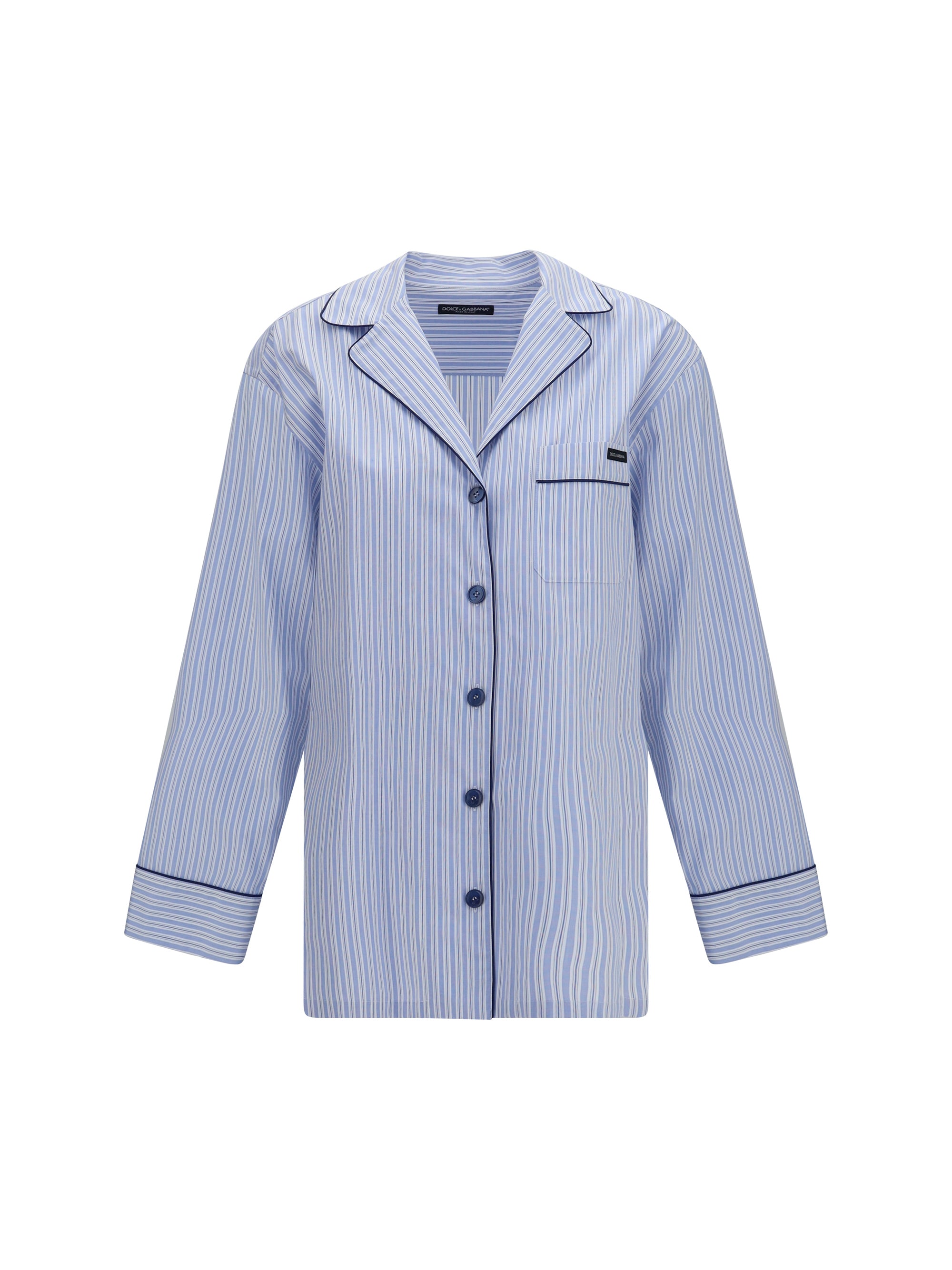 Embroidered Cotton-Blend Shirt — Blue