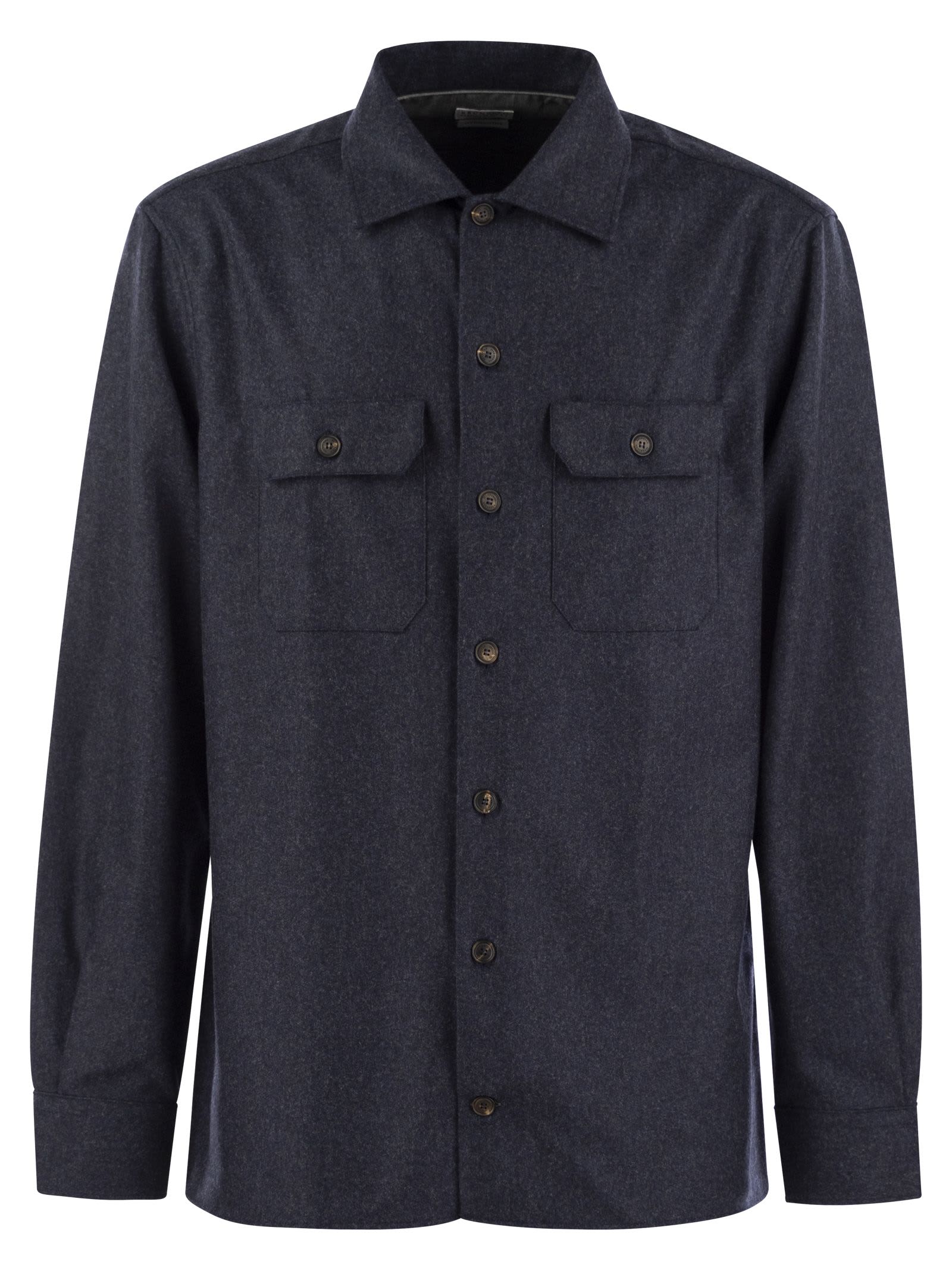 Long-sleeve flannel overshirt - Blue