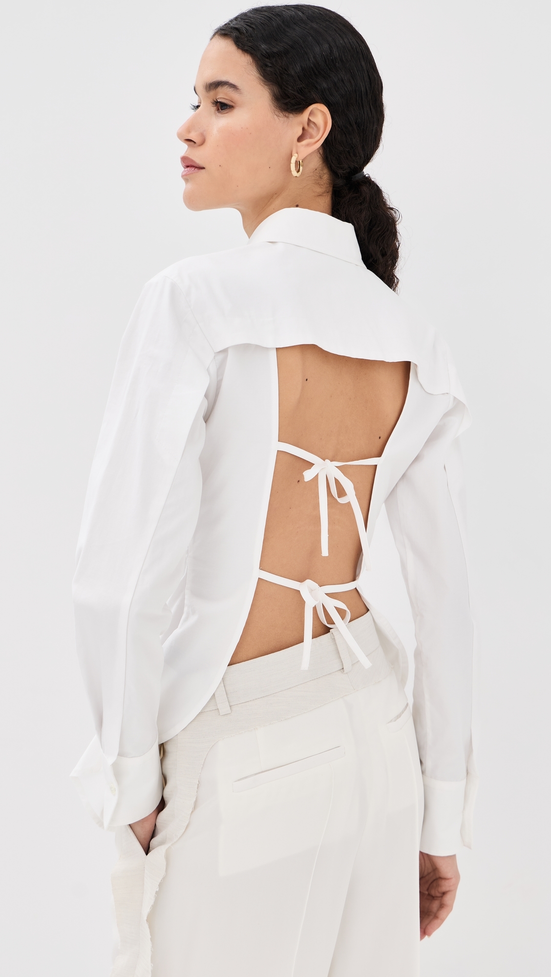 Sharp Open Back Shirt White