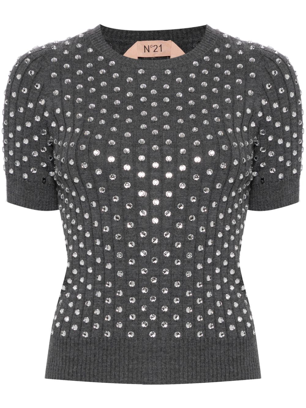Crystal-embellished wool sweater - Grey