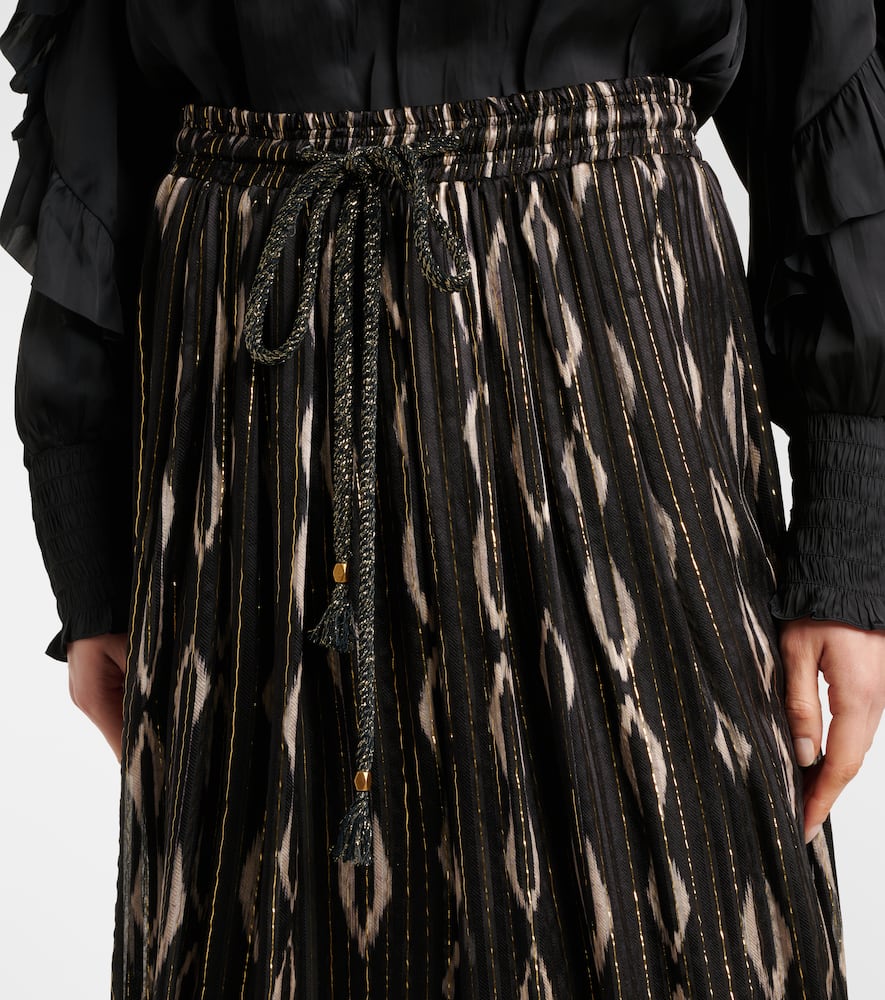 Samila pleated printed midi skirt