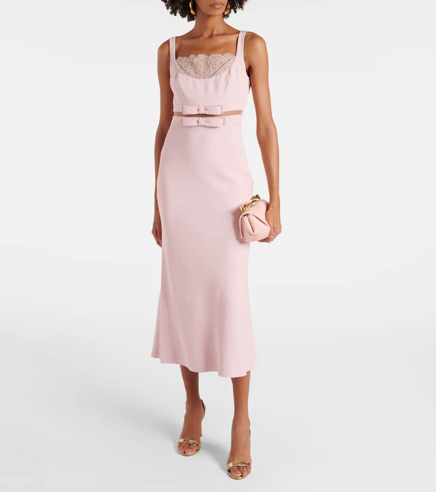 Bow-detail crêpe midi dress