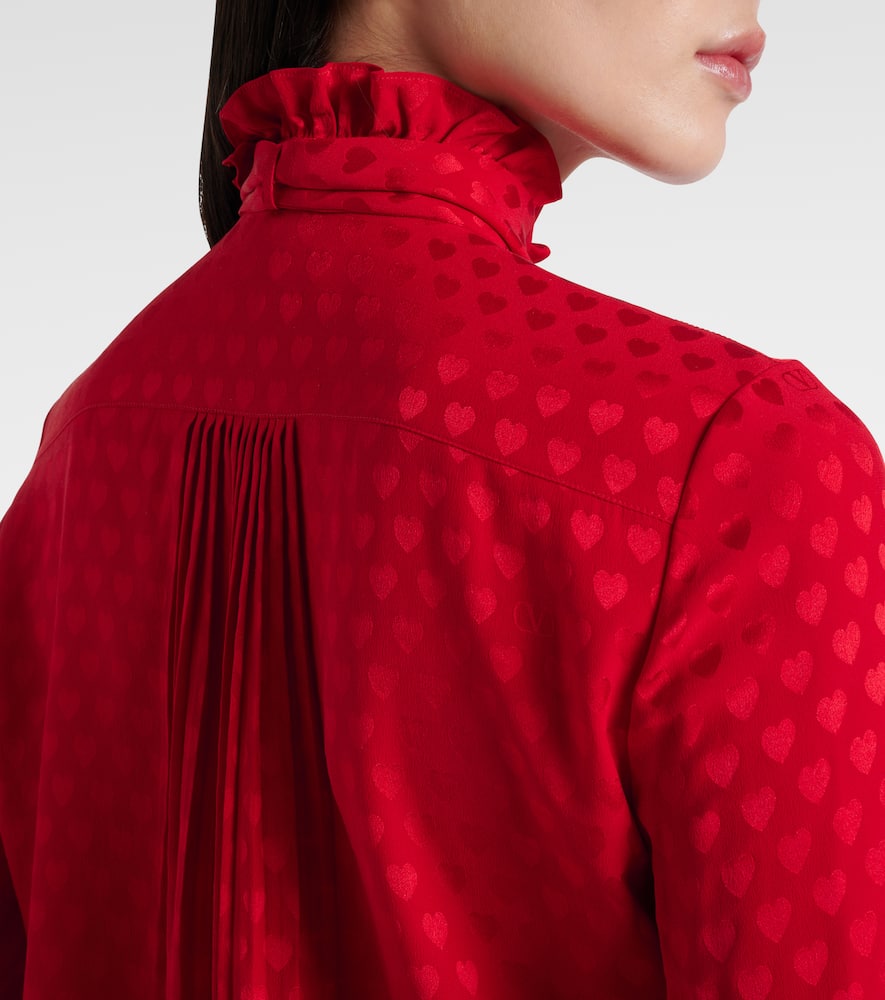 La Cour De Caur bow-detail silk crêpe shirt
