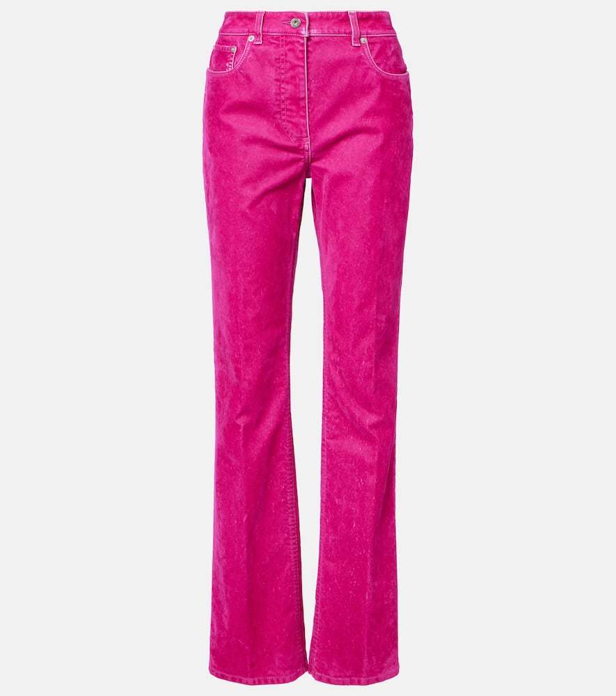 Cotton-blend drill straight pants