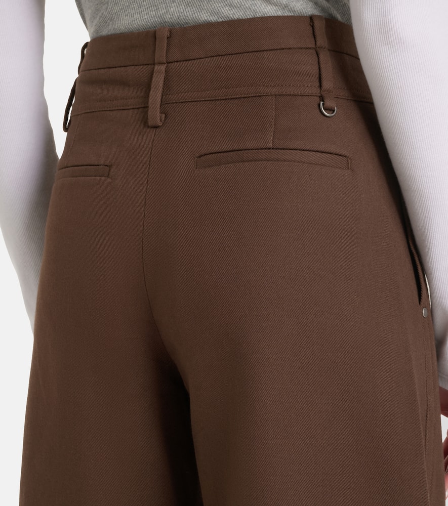 Cotton twill wide-leg pants