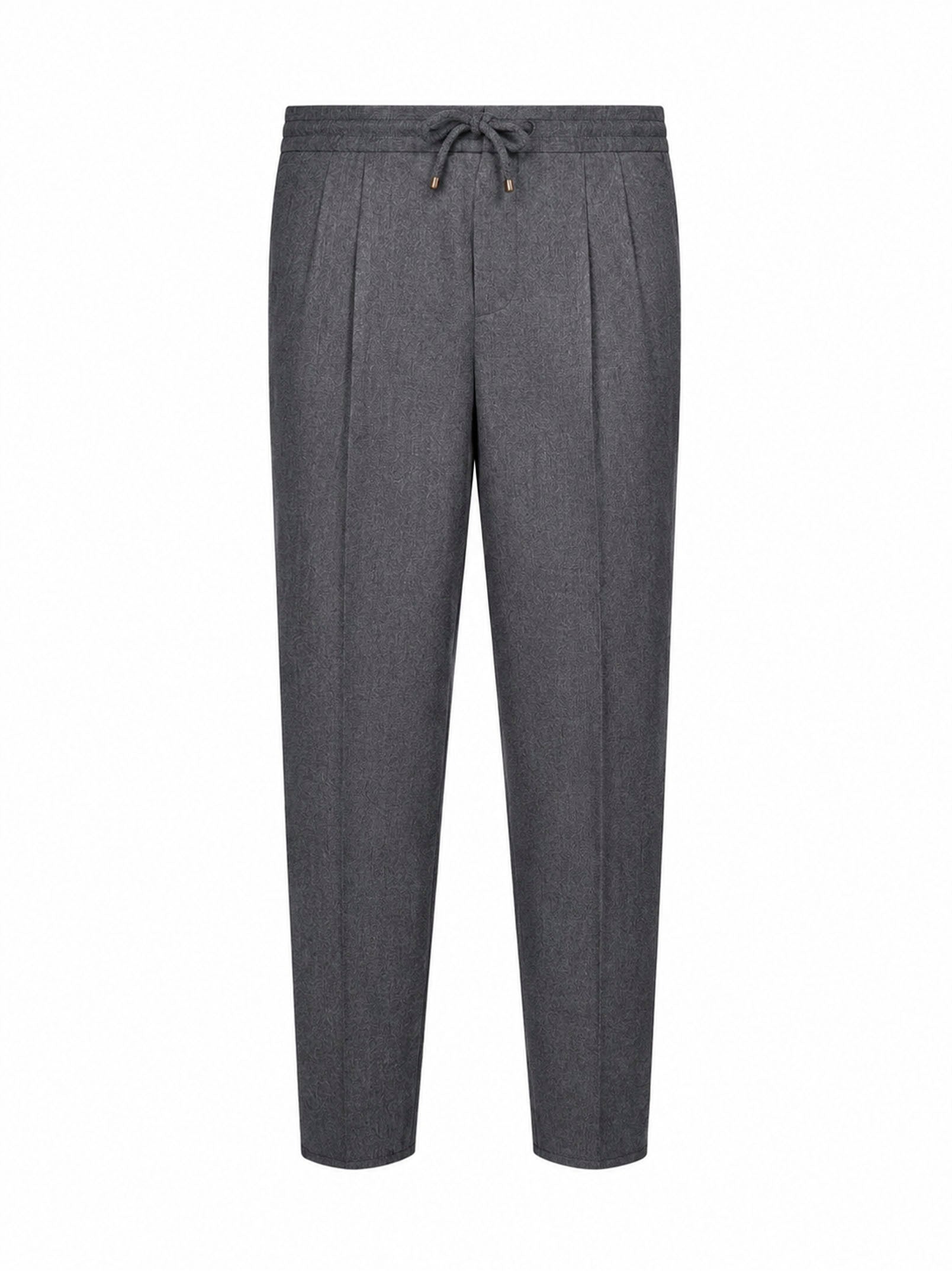Virgin Wool Drawstring Trousers — Gray