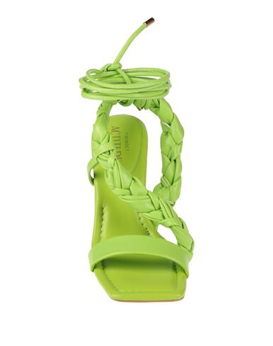 Actitude By Twinset Woman Sandals Lime green Size 10 Textile fibers