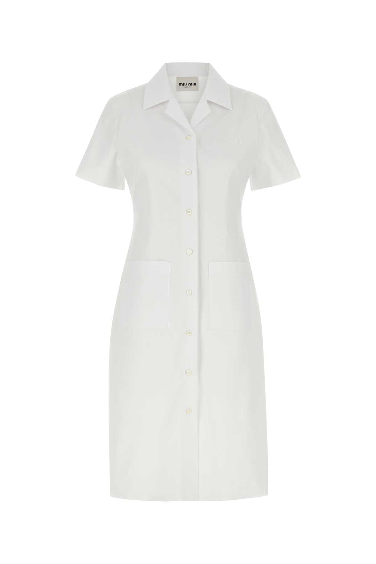 Poplin Shirt Dress — White