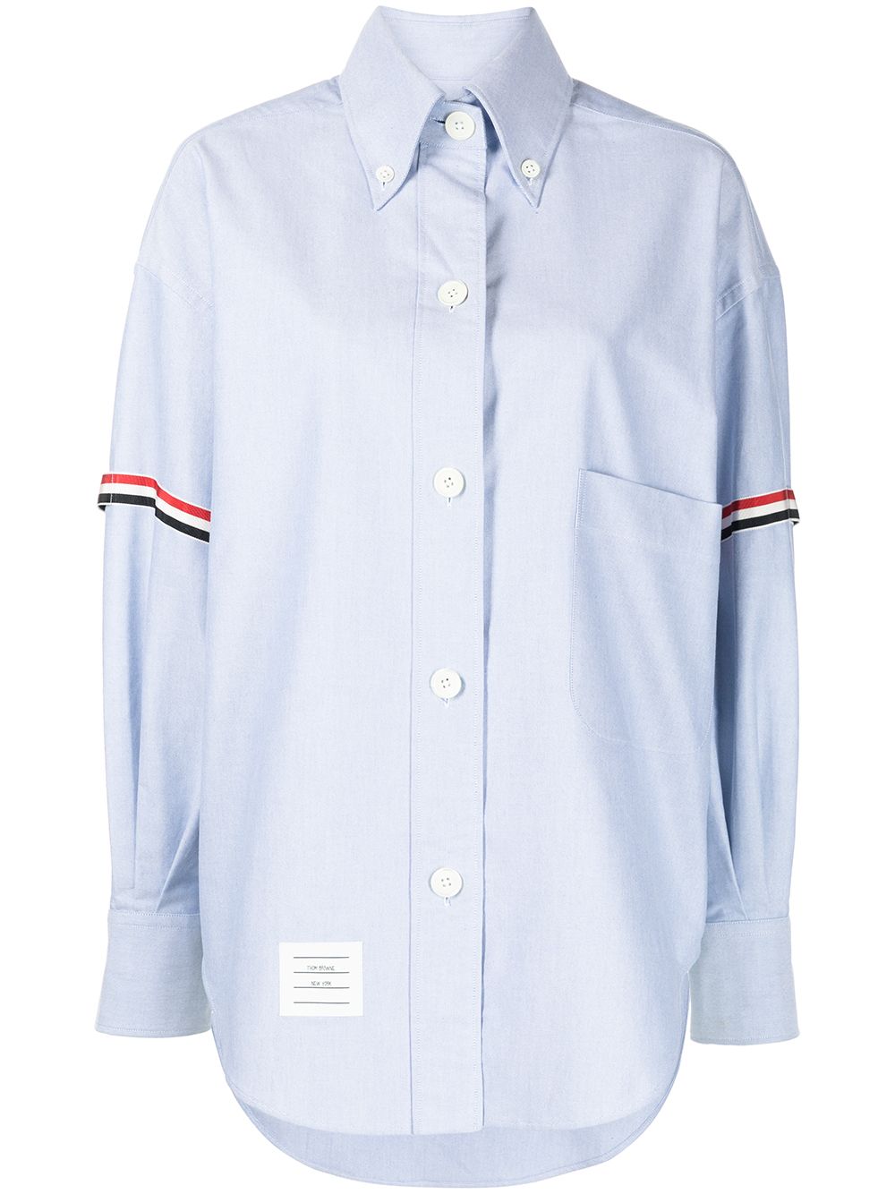 Ribbon-trim oversized shirt - Blue
