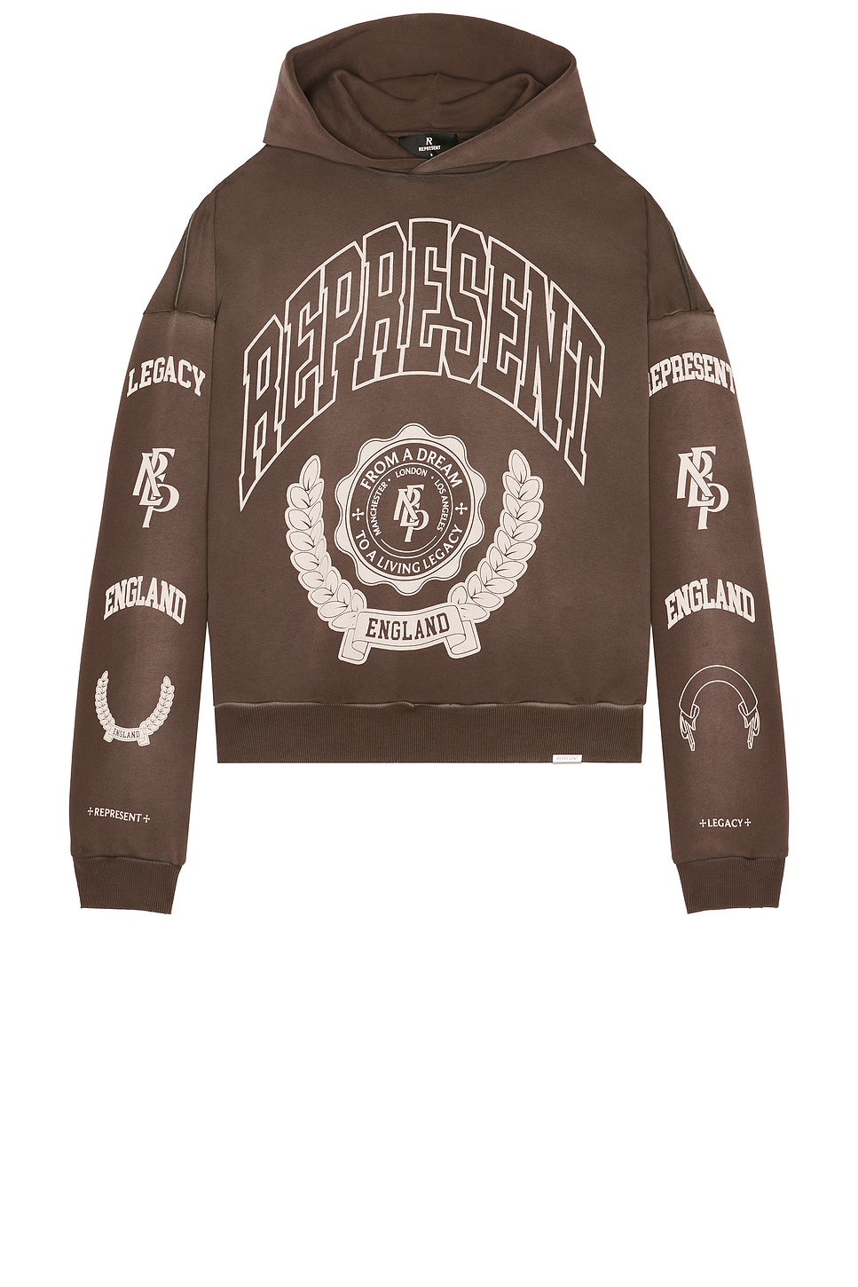REPRESENT Legacy Crest Hoodie in Nero - Brown. XL/1X also in