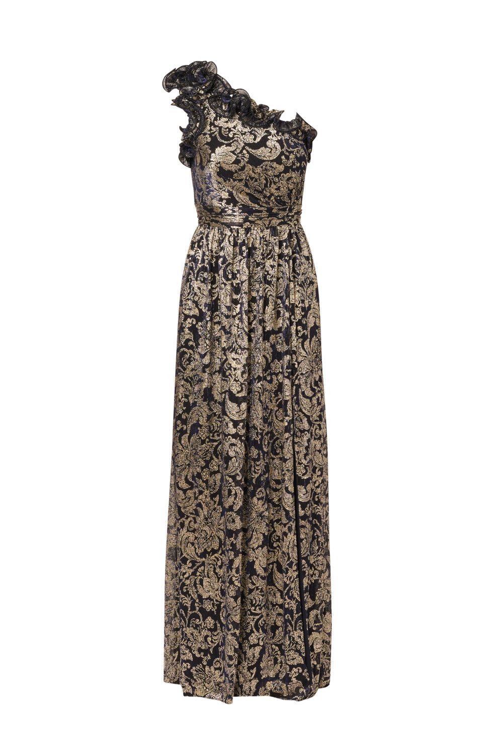 Adrianna Papell Women's One Shoulder Crinkle Gown in Navy