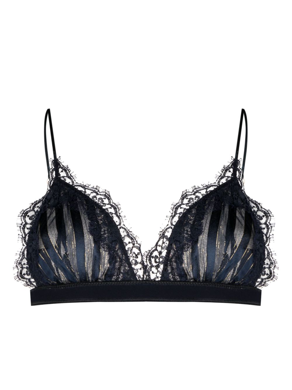 Lurex lace-trim bra - Blue