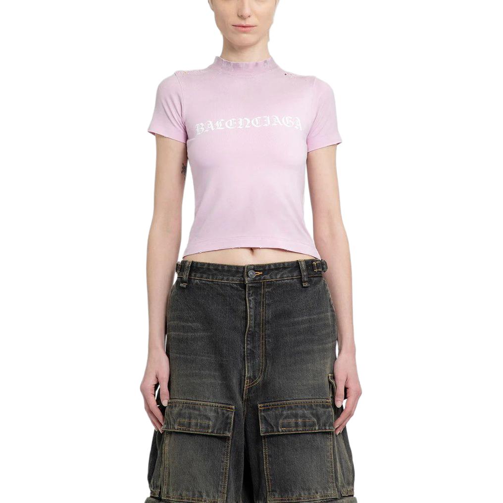 (WMNS) Gothic Type Shrunk T-Shirt 'Light Pink'