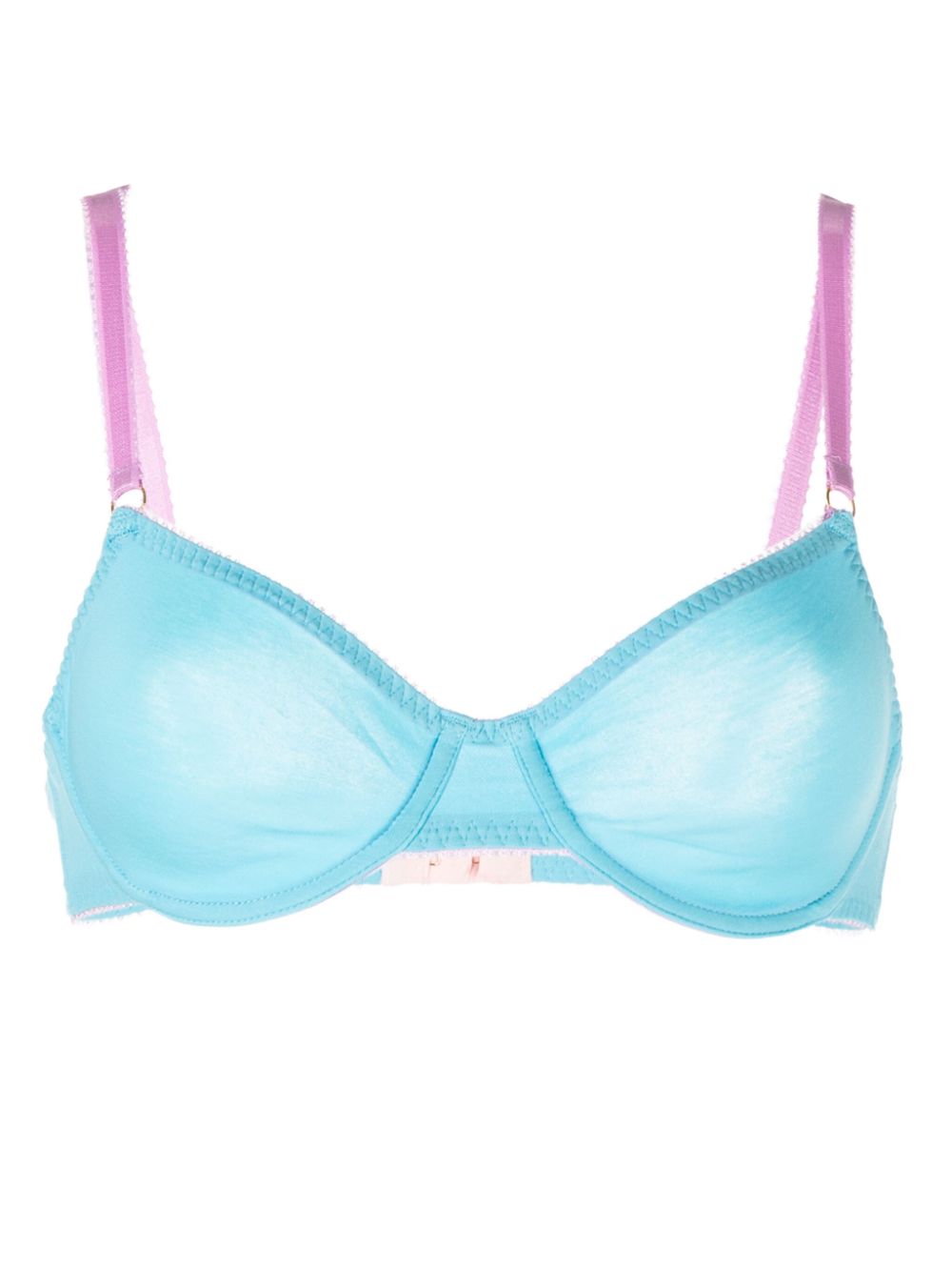 Peony contrasting-trim underwire bra - Blue