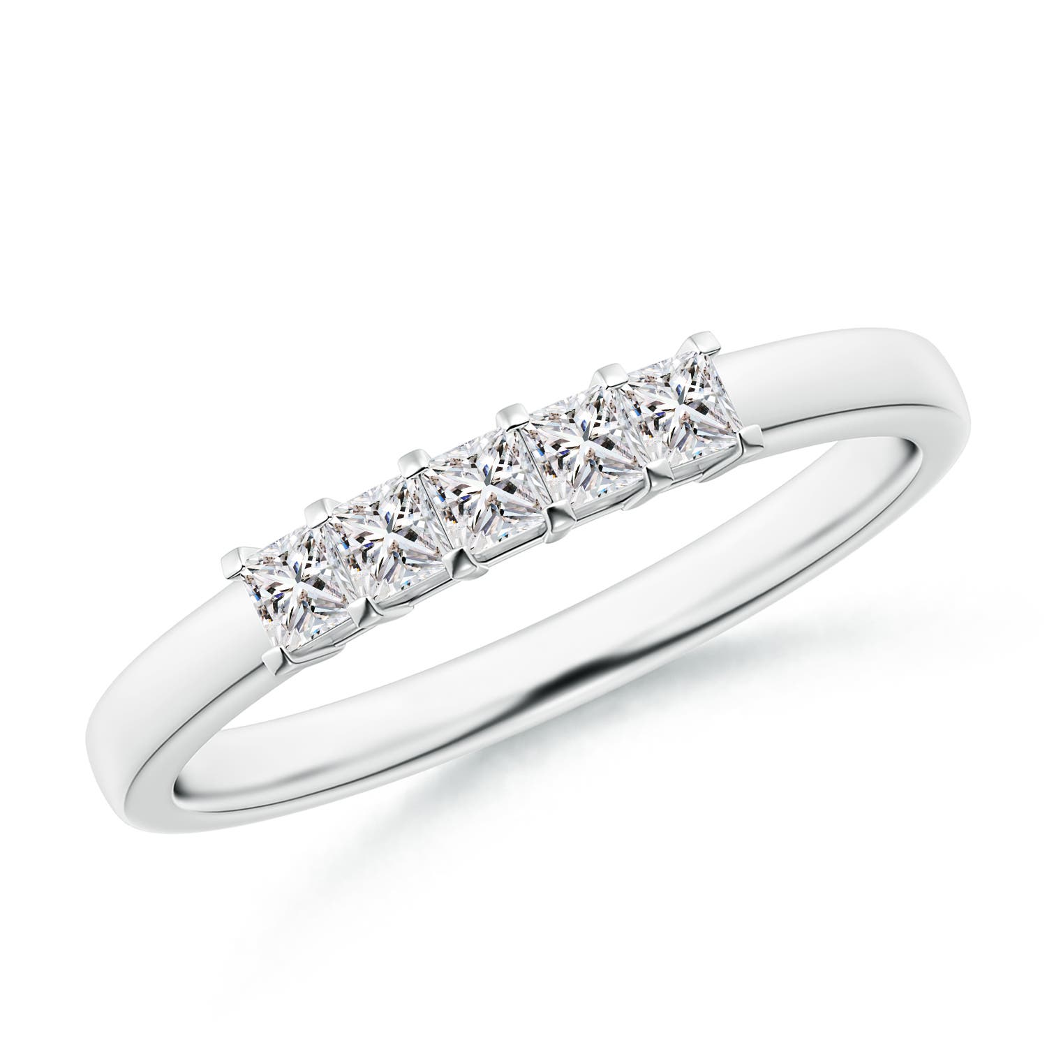 Angara 0.3 Carat Classic Five Stone Princess Diamond Wedding Ring for Her in Platinum