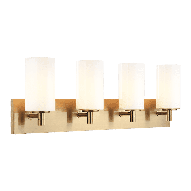 Aged Gold Brass Four Light Wall Sconce from the Candela Collection