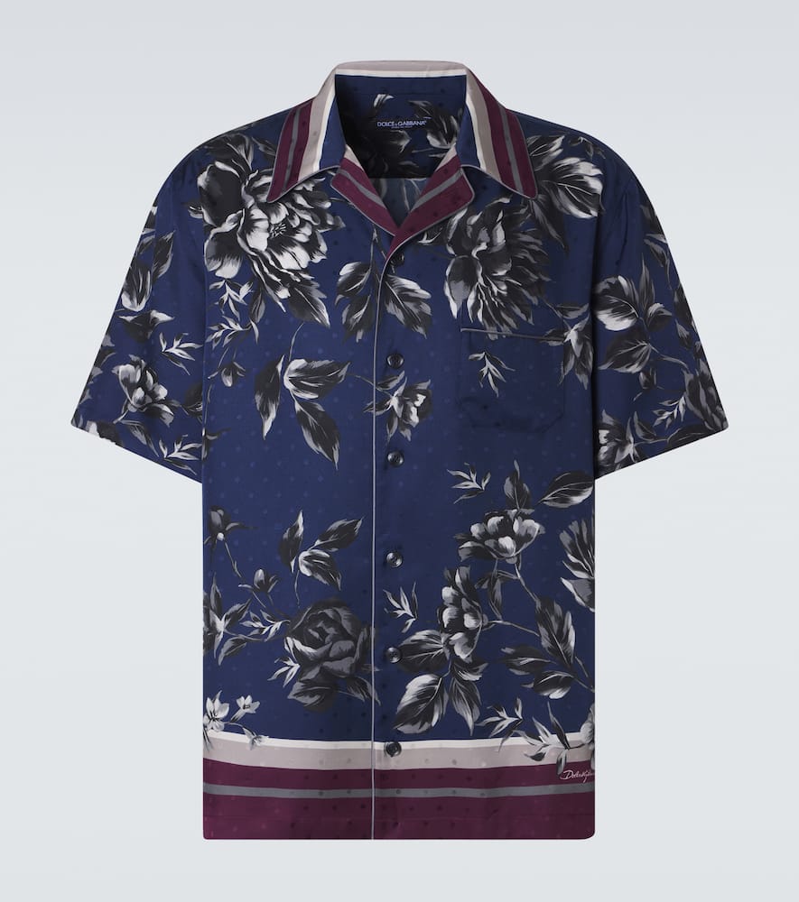 Printed silk bowling shirt