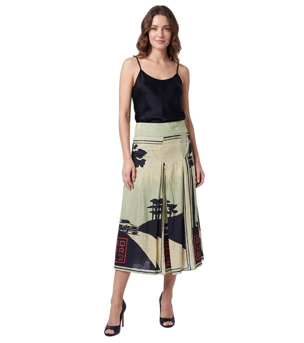 Multicolor Printed Midi Skirt