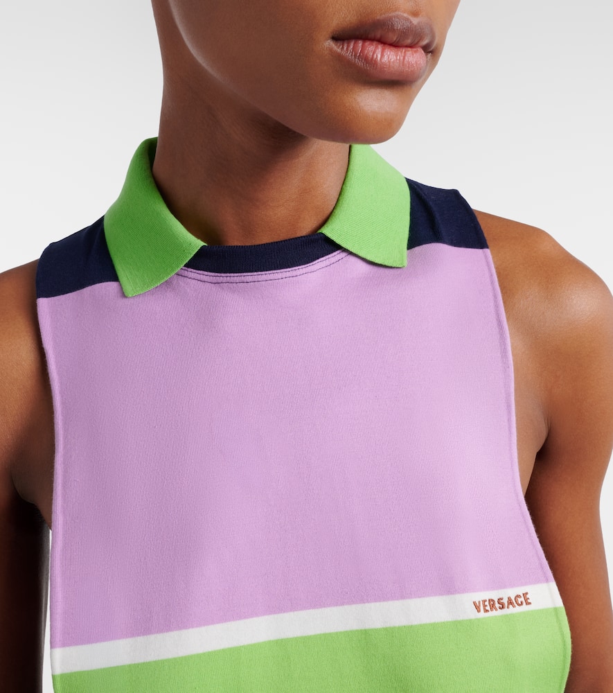 Striped cotton jersey tank top