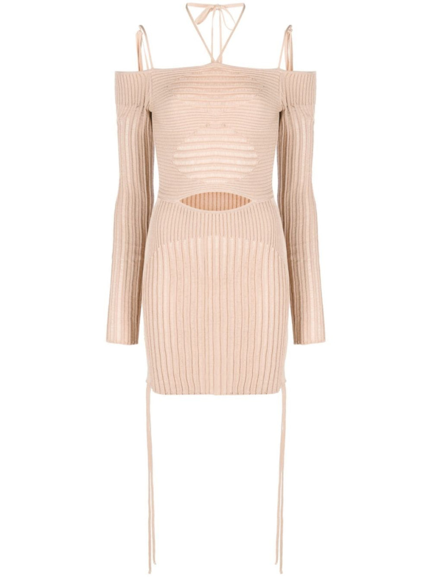 - Knit Ribbed Mini Dress