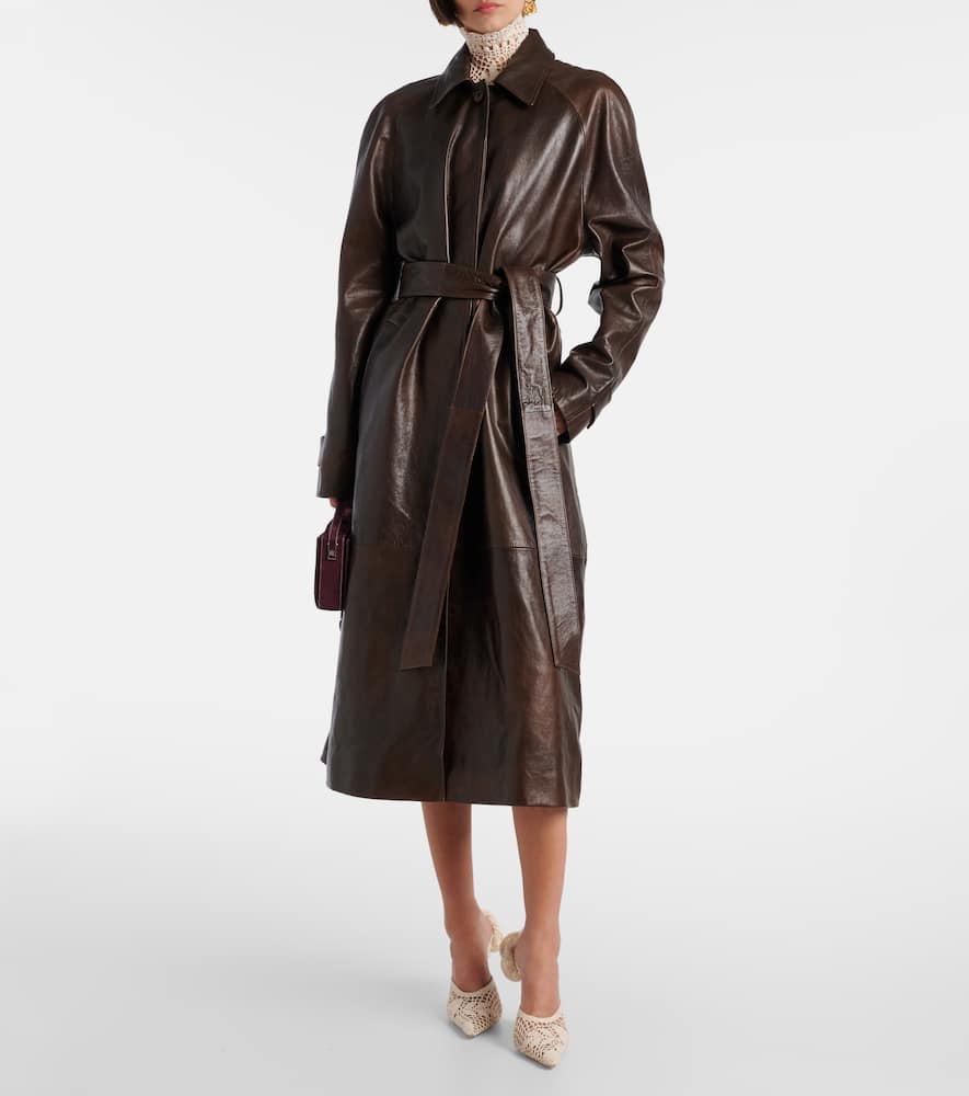 Leather trench coat