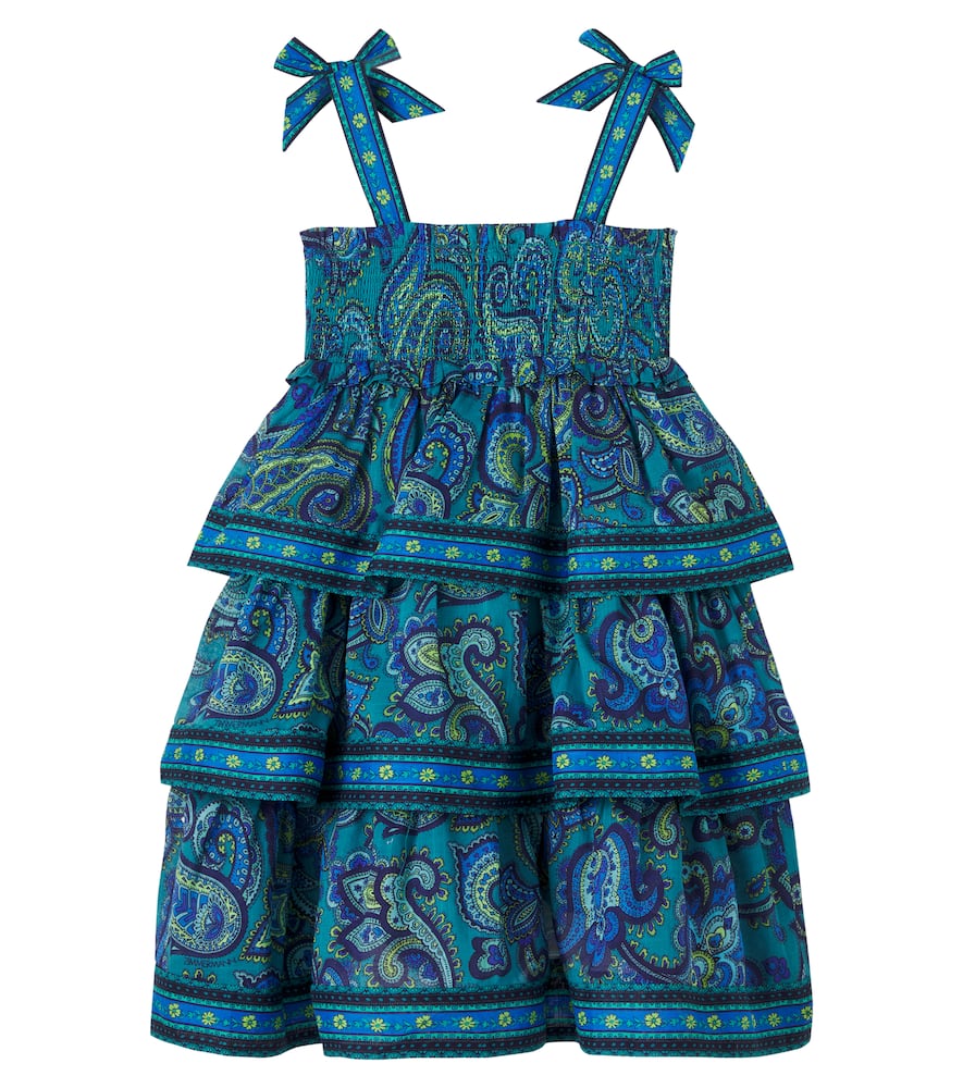 Paisley shirred cotton dress