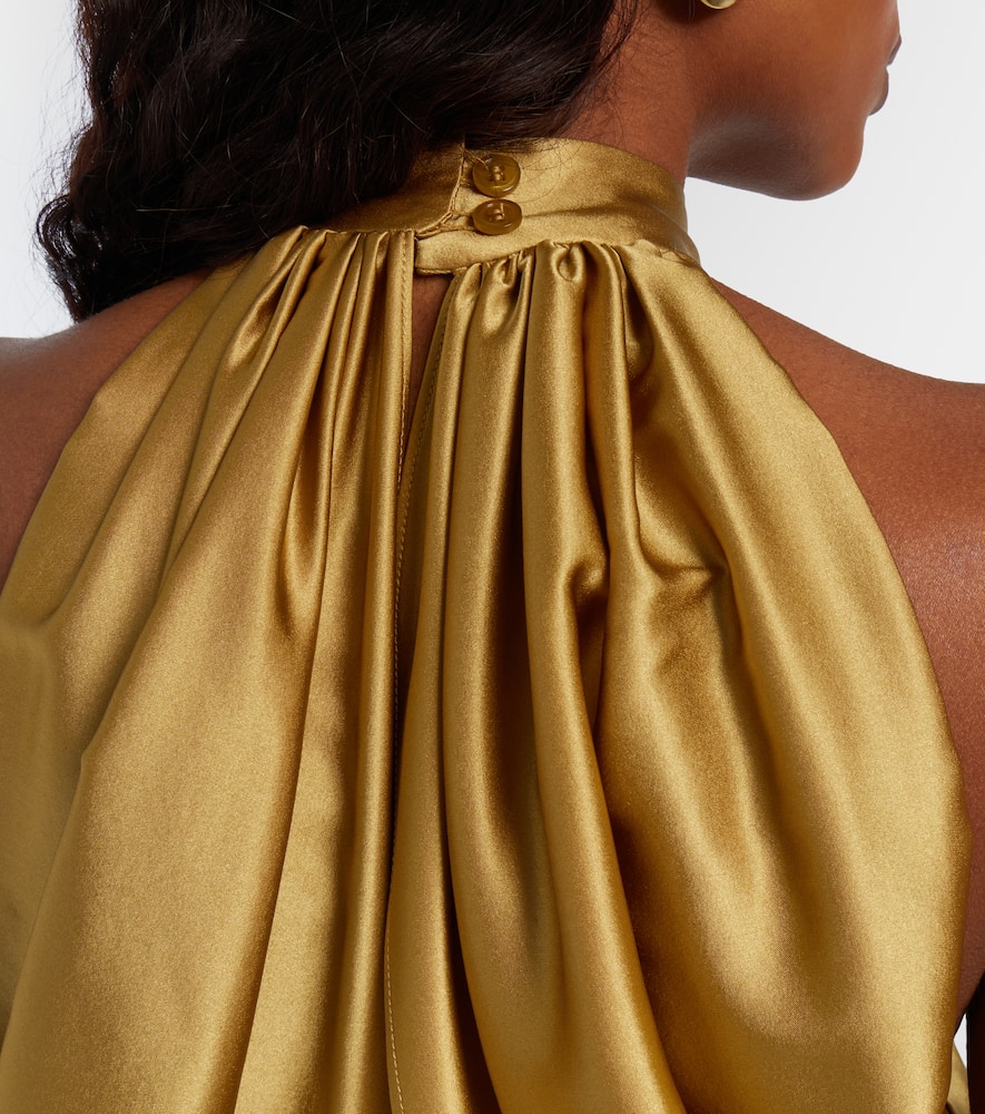 Open-back silk-blend satin top