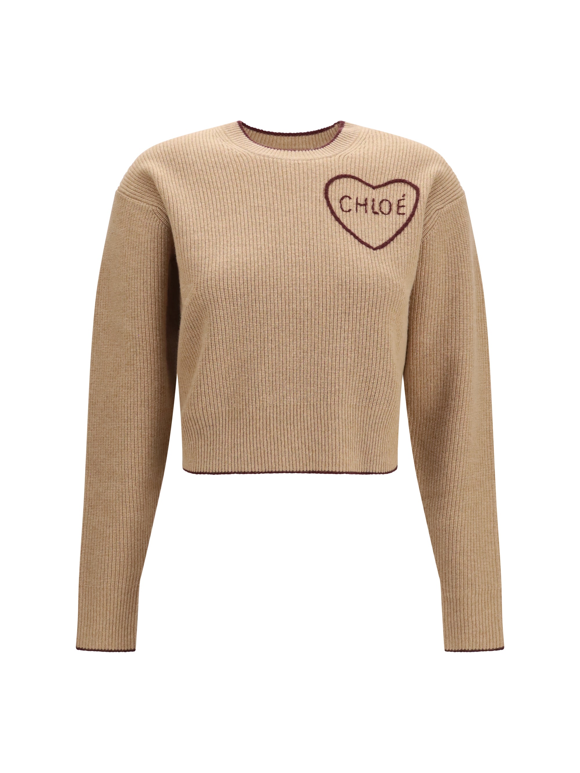 Heart-Logo Embroidered Sweater — Beige