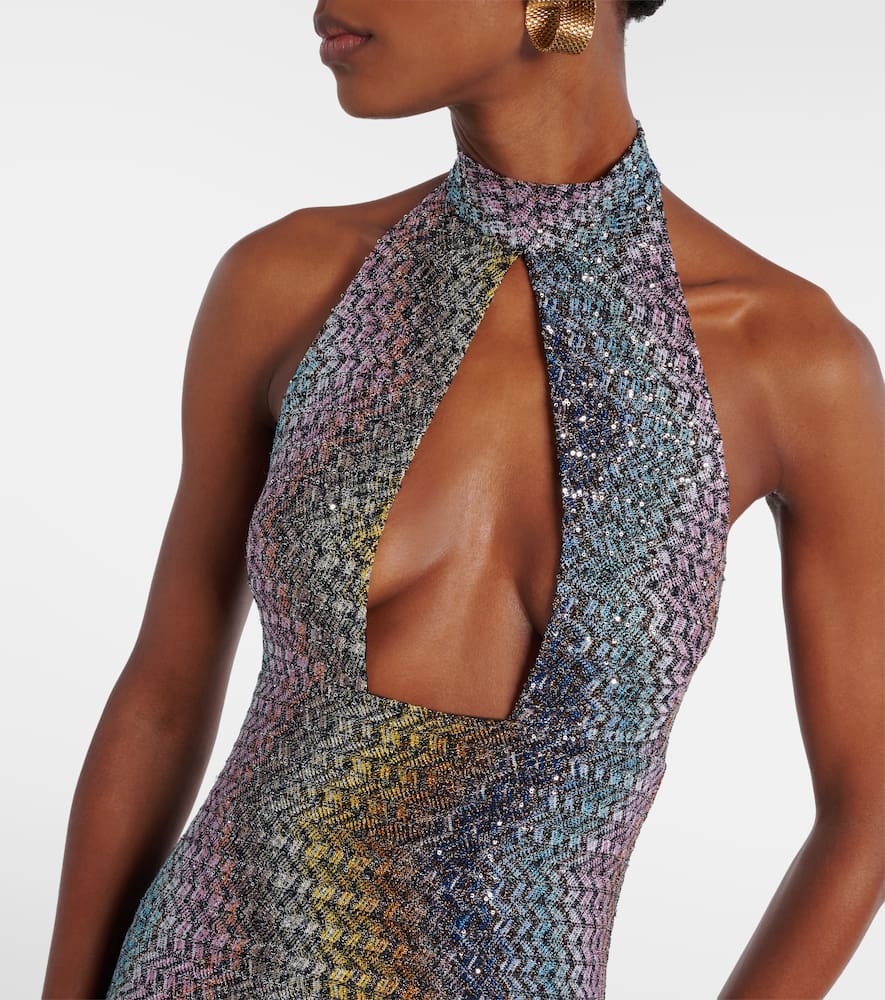 Cutout sequined lamé gown