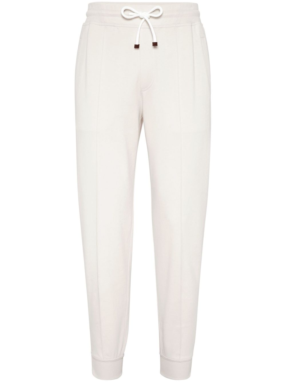 Drawstring-waist tapered track trousers - White