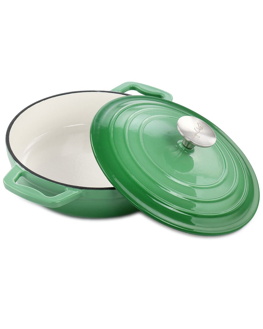 2Qt Round Enameled Cast Iron Braiser Pan