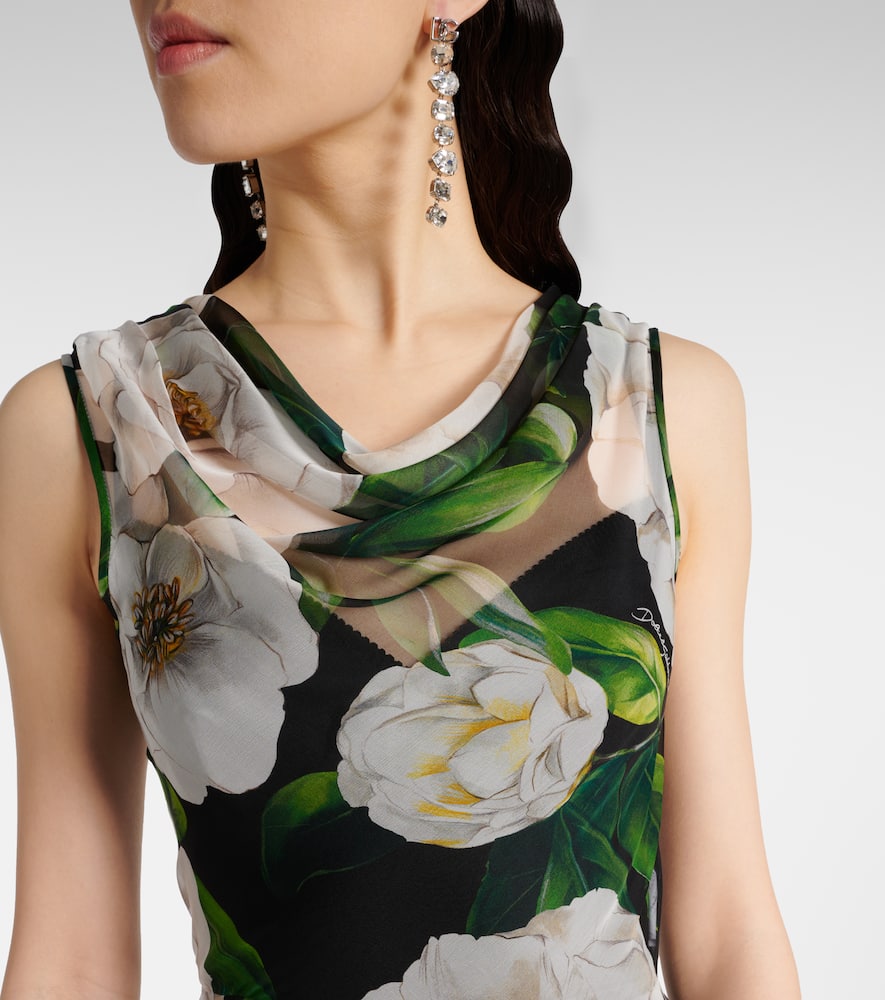 Floral silk chiffon midi dress