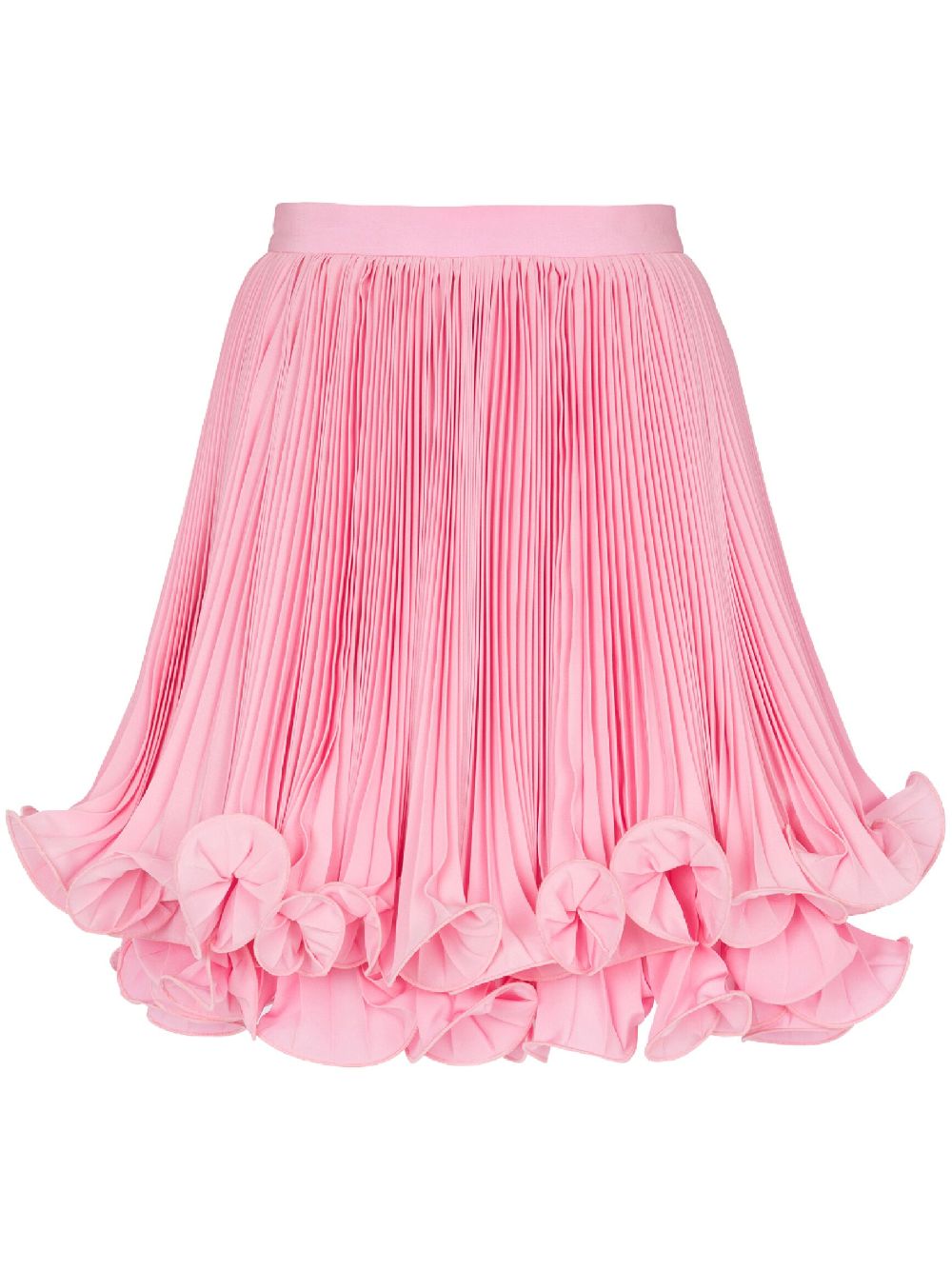 Pleated ruffle-hem skirt - Pink