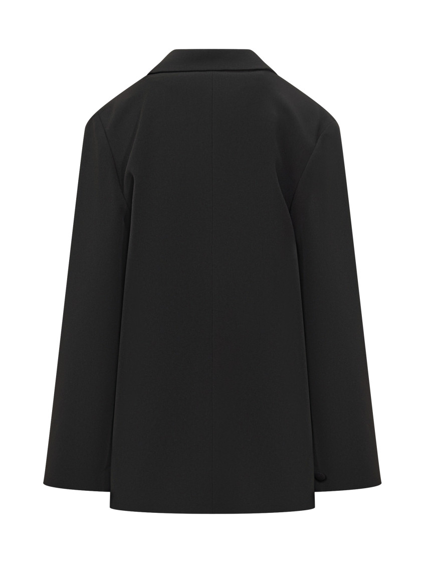 Black Solid Notched Lapel Blazer