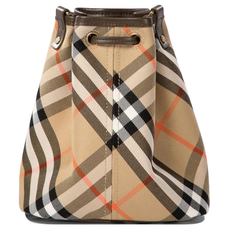 (WMNS) 25 Checked Drawstring Bucket Bag 'Beige'