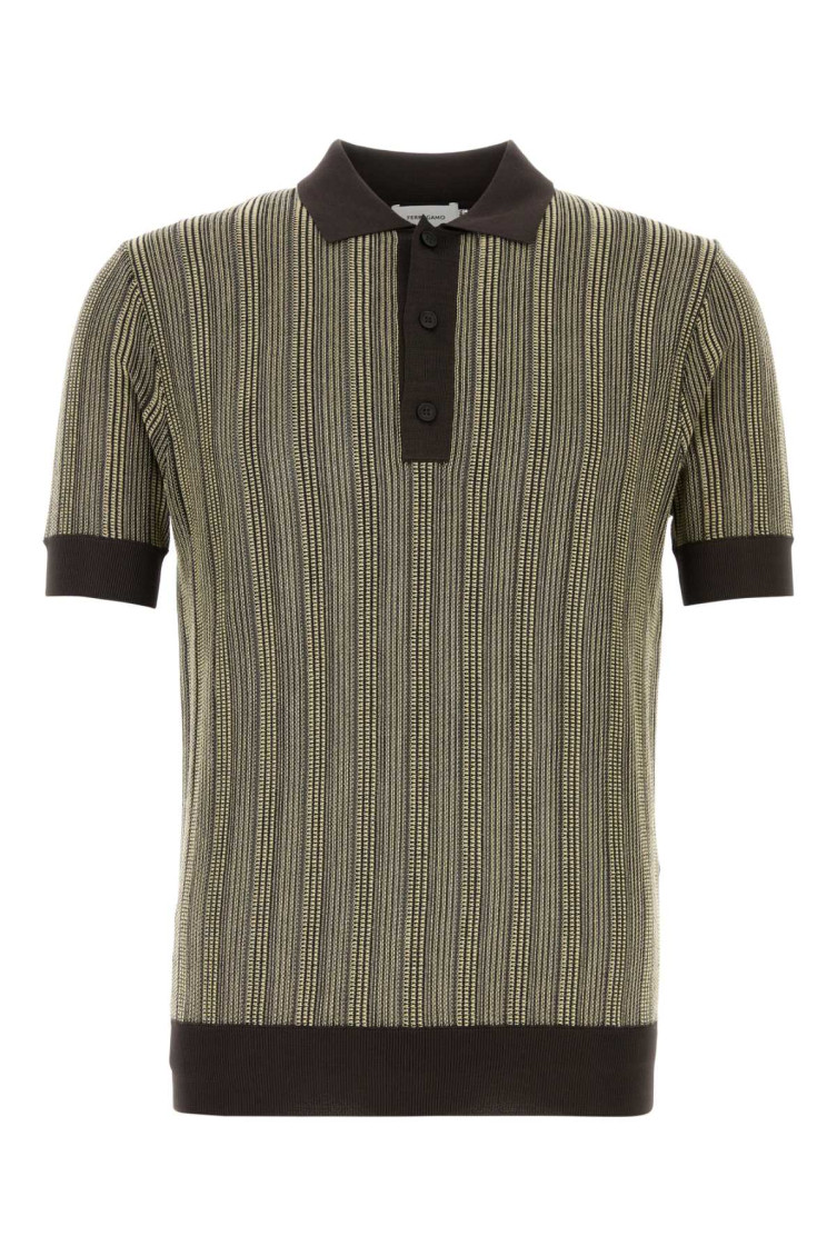 Ferragamo - embroidered viscose blend knit polo shirt