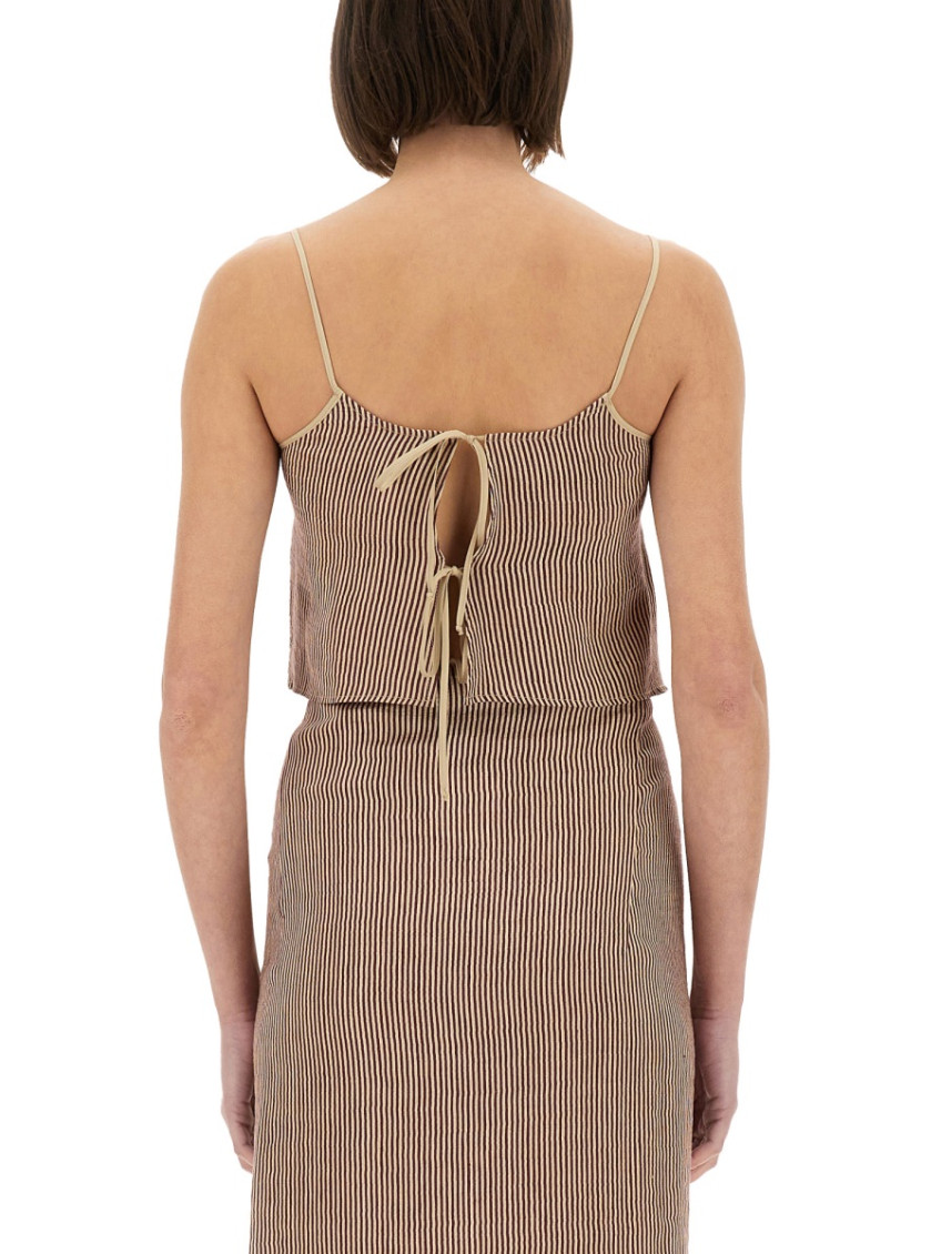 Micro Stripe Top With Laces