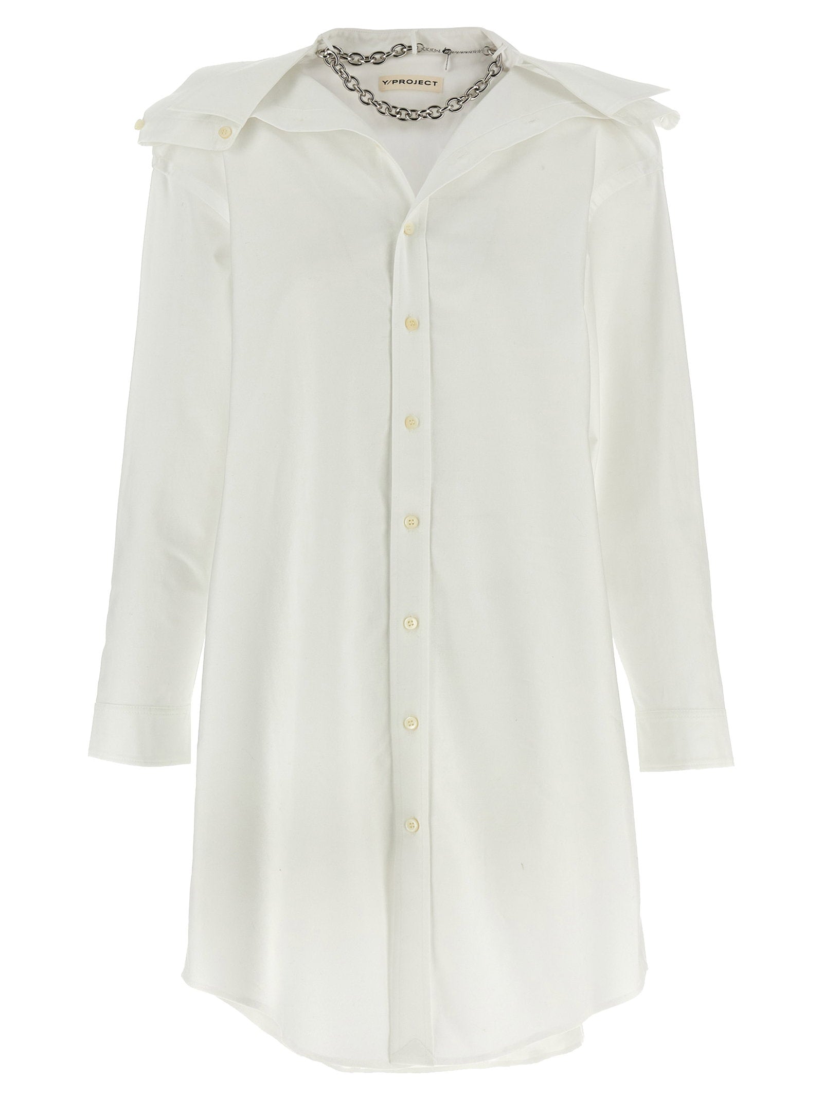 Cotton Oxford Chemisier Dress — White