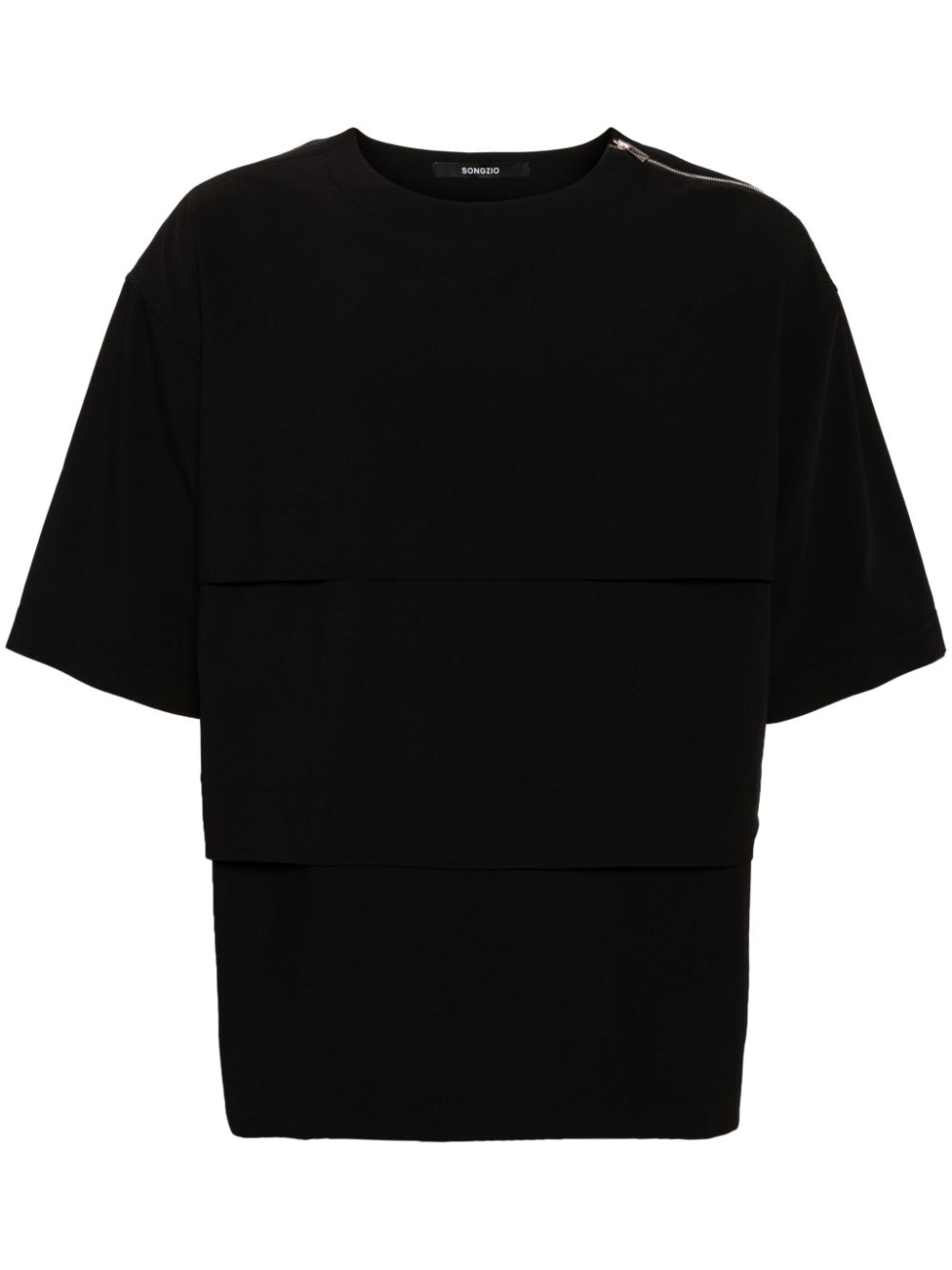 Layered drop-shoulder T-shirt - Black