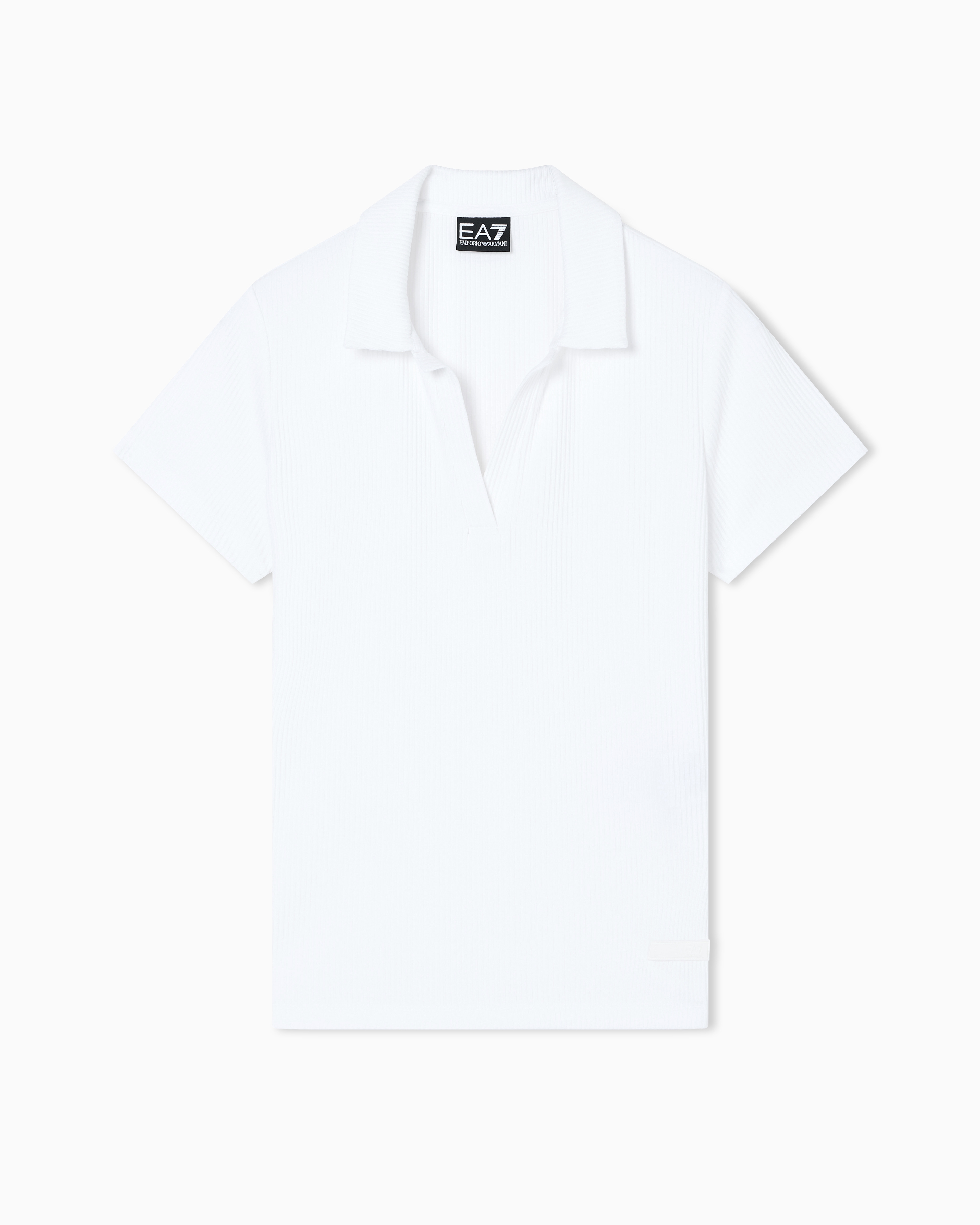 Stretch viscose jersey polo-neckline T-shirt