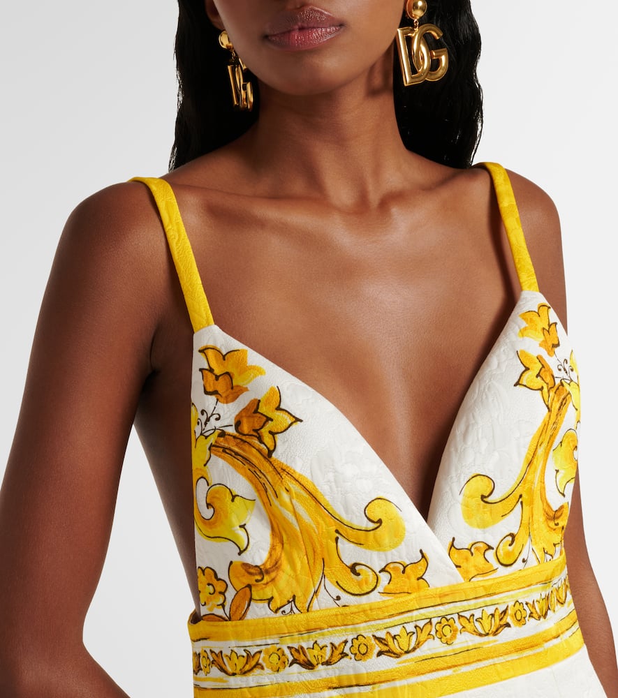 Majolica cotton-blend brocade minidress