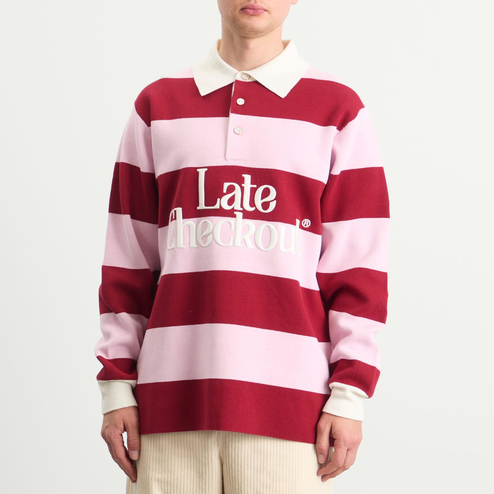Men's Pink/Burgundy Rugby Polo