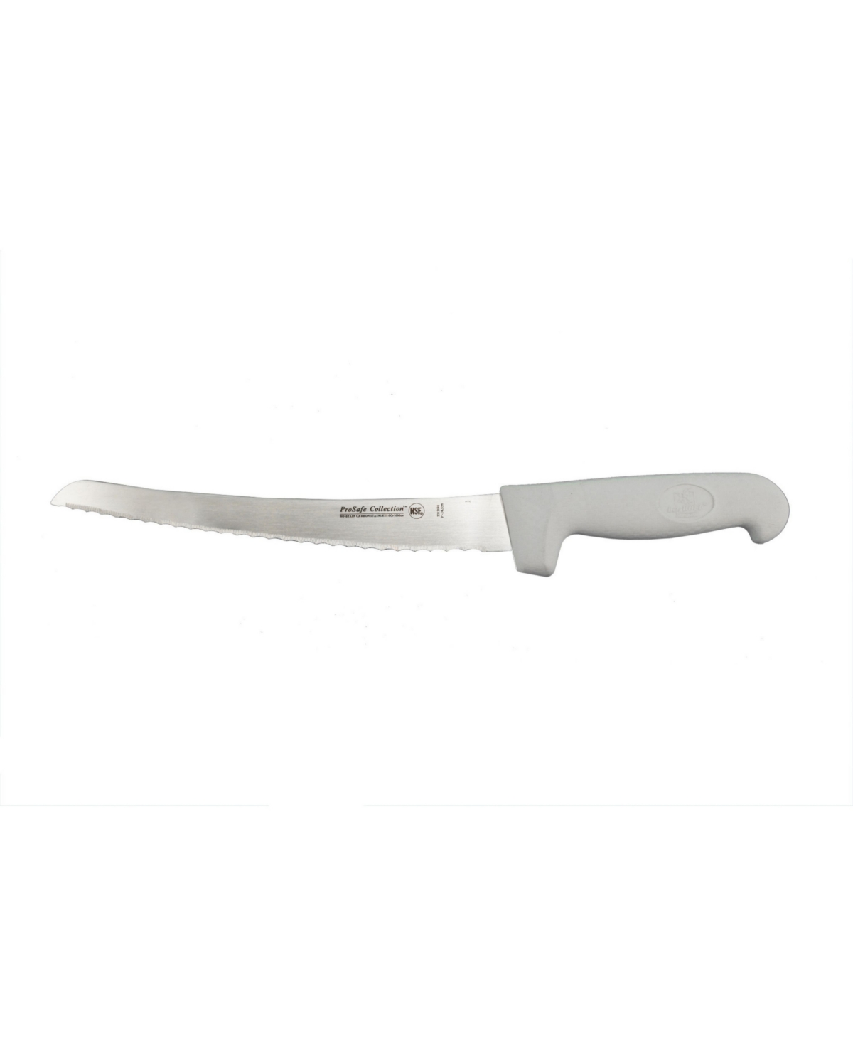 "Ergonomic Stainless Steel Bread Knife, Curved Serrated, 9"" - White"