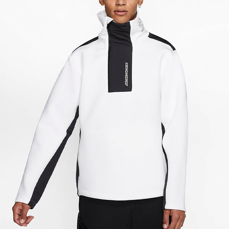 Air 23 Engineered Stand Collar Knit Contrasting Colors Half Zipper White