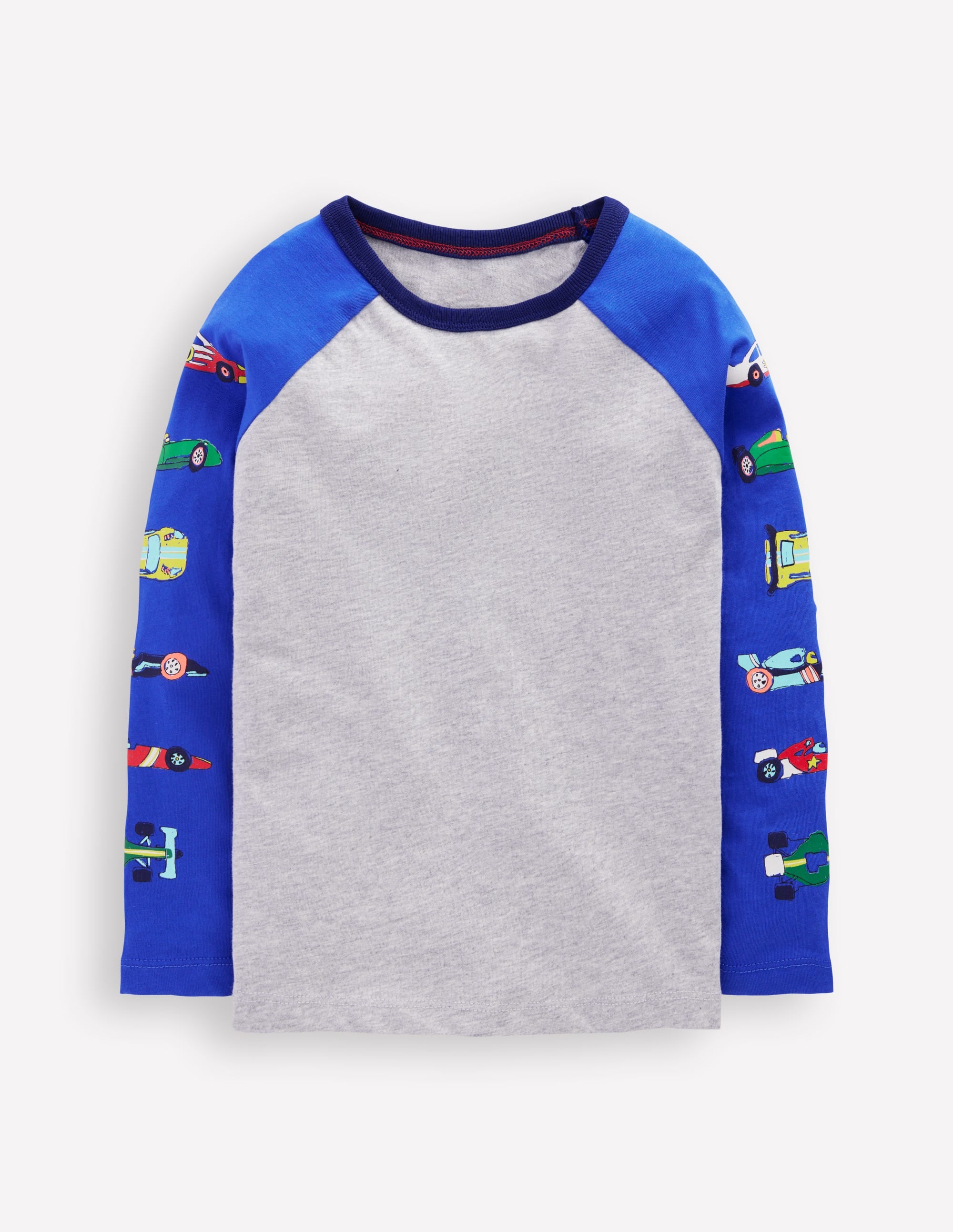 Printed Sleeve Raglan T shirt Racing Cars
