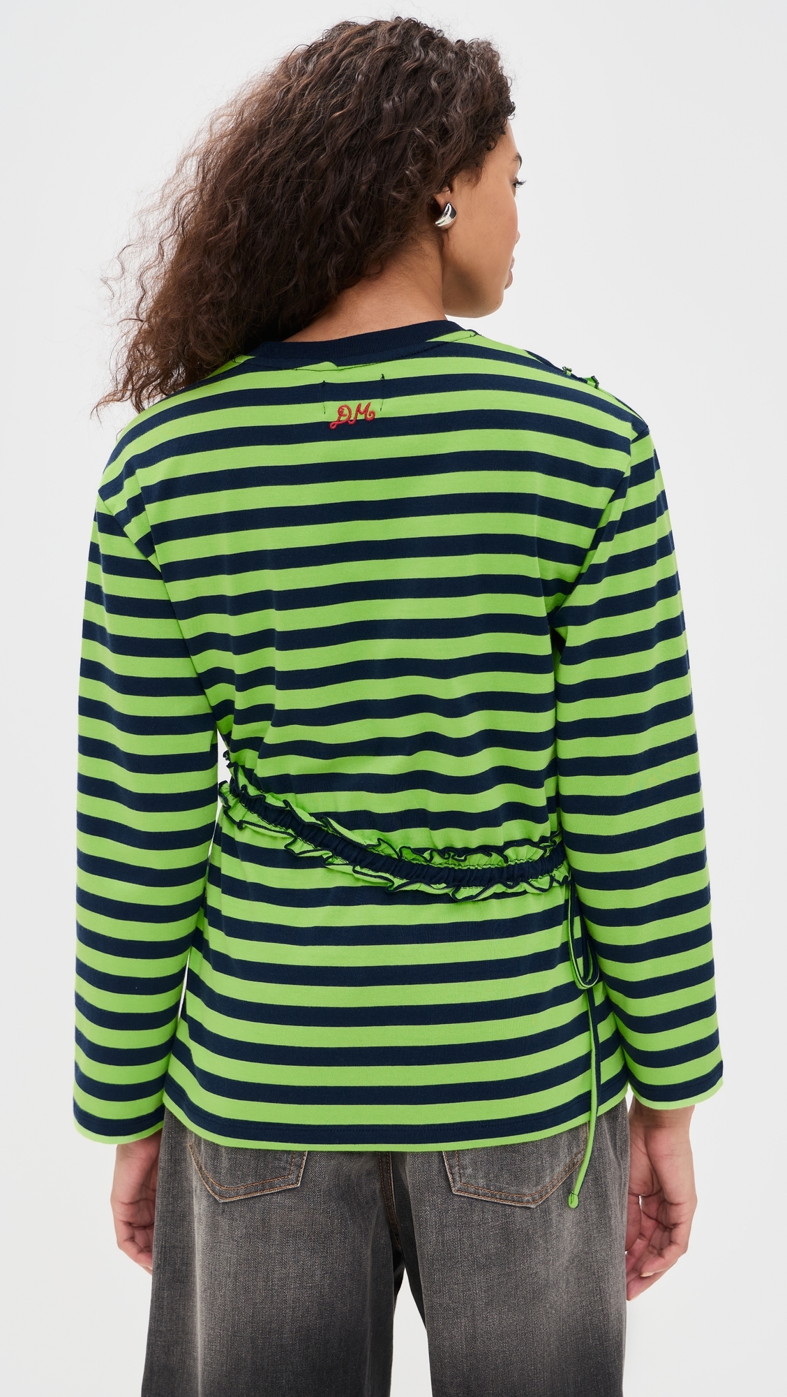 Prudie Ruffle Long Sleeve Tee Lime