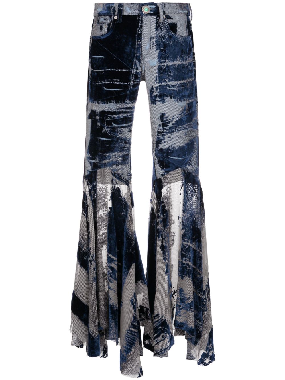 Distressed flared trousers - Blue