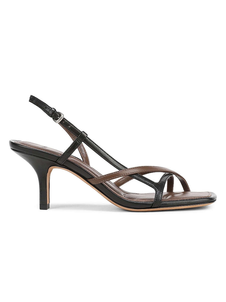 Women's Lilian 65MM Leather Slingback Sandals - Black Cedar Brown