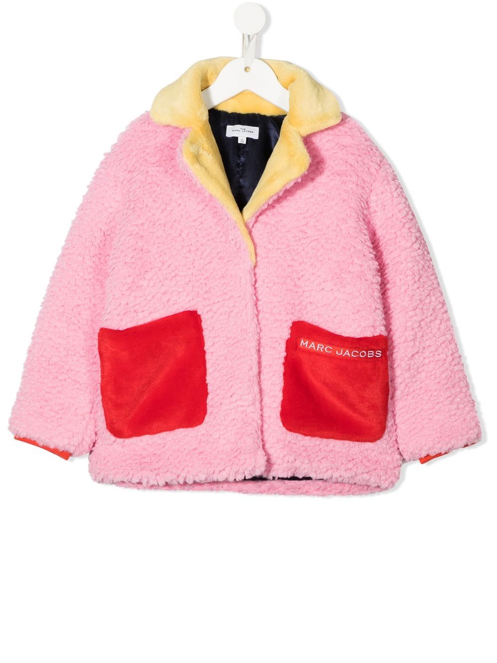 Colour-block textured coat - Pink