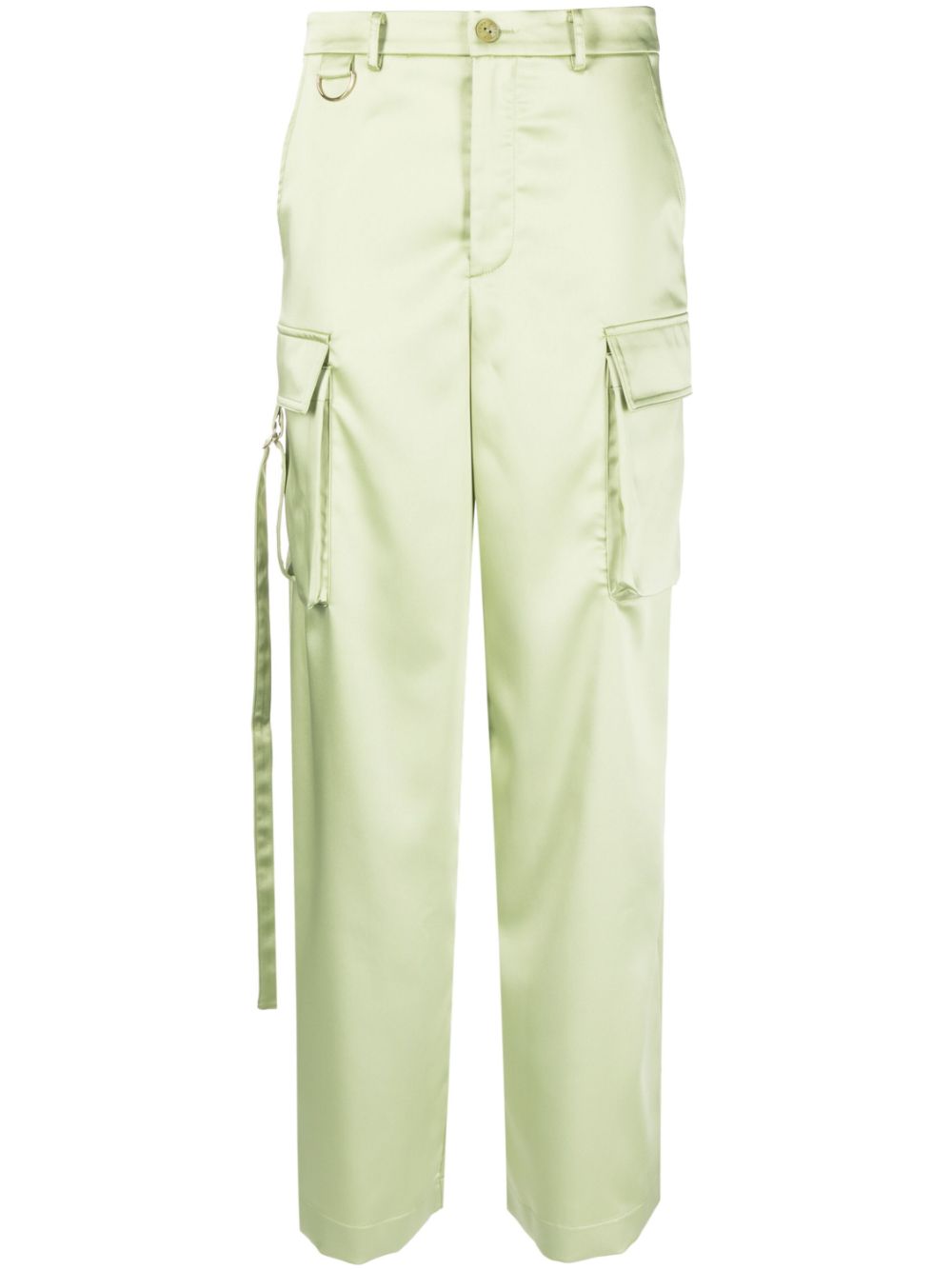 Wide-leg satin cargo trousers - Green